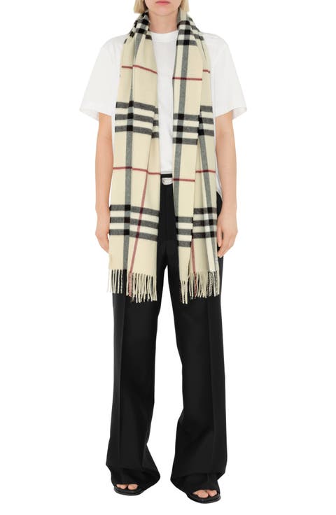 Giant Check Washed Cashmere Scarf