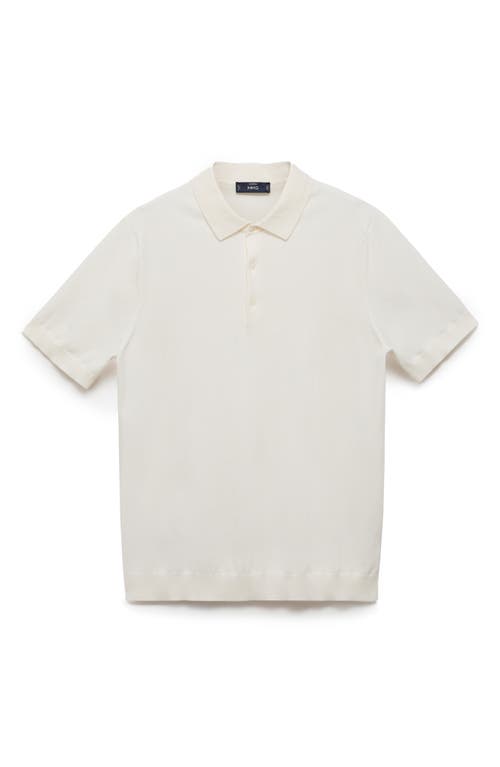 Mango Jersey Revere Collar Polo In Off White