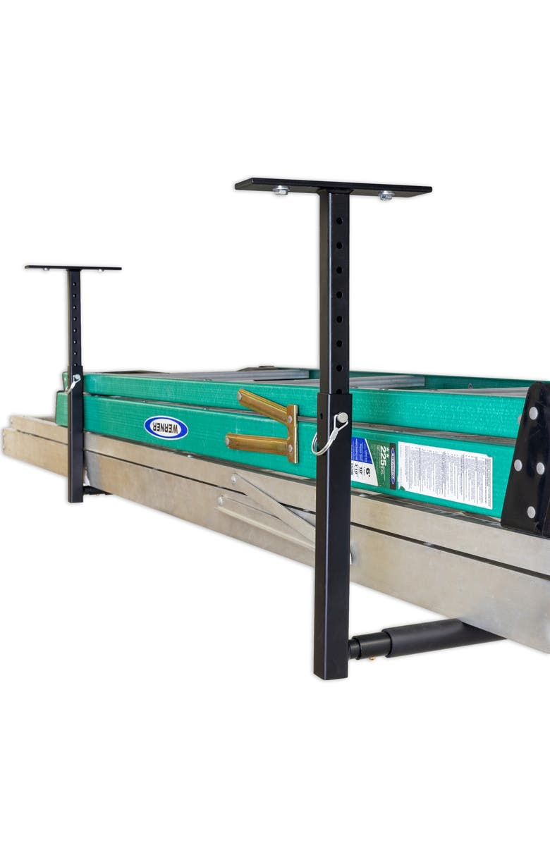 StoreYour Hi-Port 2 -Ladder Adjustable Ceiling Storage Rack -Single -Holds 75 lbs, Alternate, color, Black