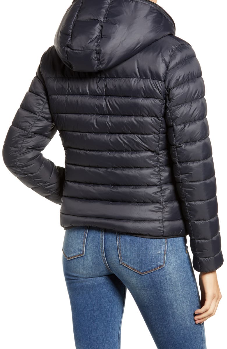 Save The Duck Giga Water Repellent Hooded Puffer Jacket with Faux Shearling Lining, Alternate, color, 