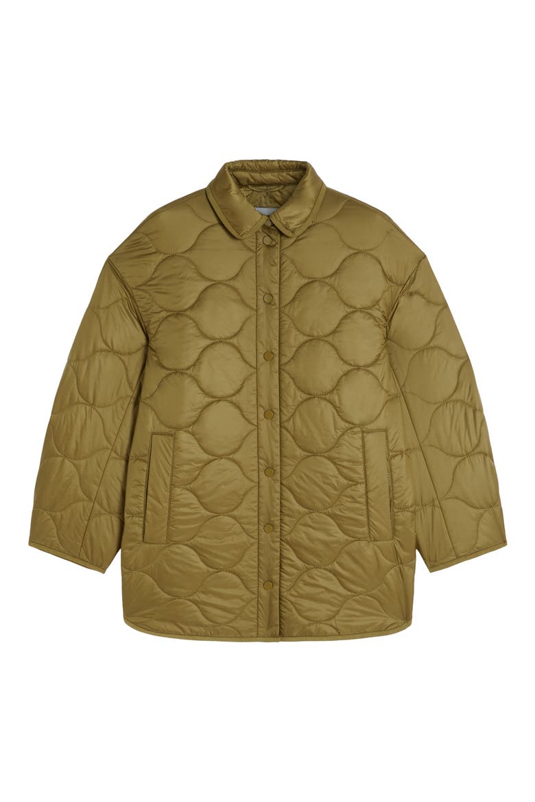Zante Nylon Quilted Coat, Alternate, color, OLIVE GREEN