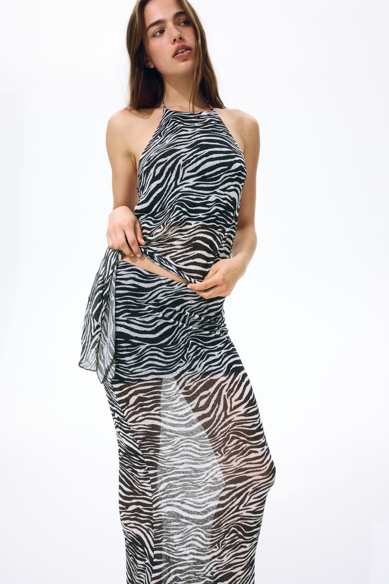 Printed Maxi Skirt, Alternate, color, Black/zebra print