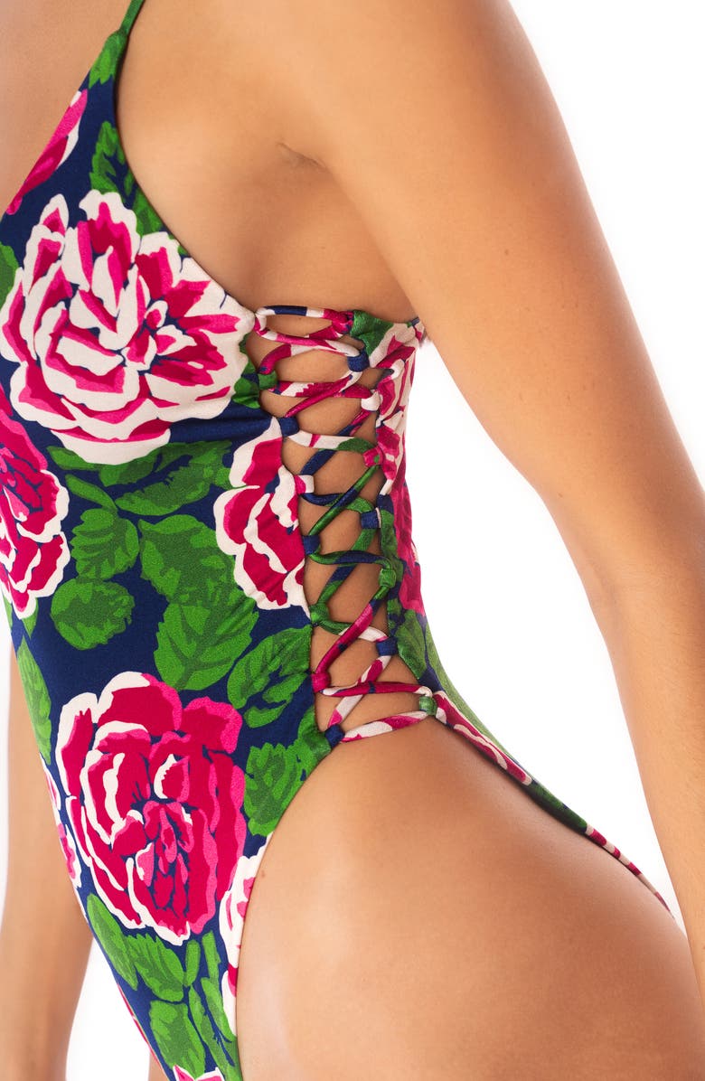 Maaji Meadow Roses Olenna Reversible One-Piece Swimsuit, Alternate, color, Dark Blue