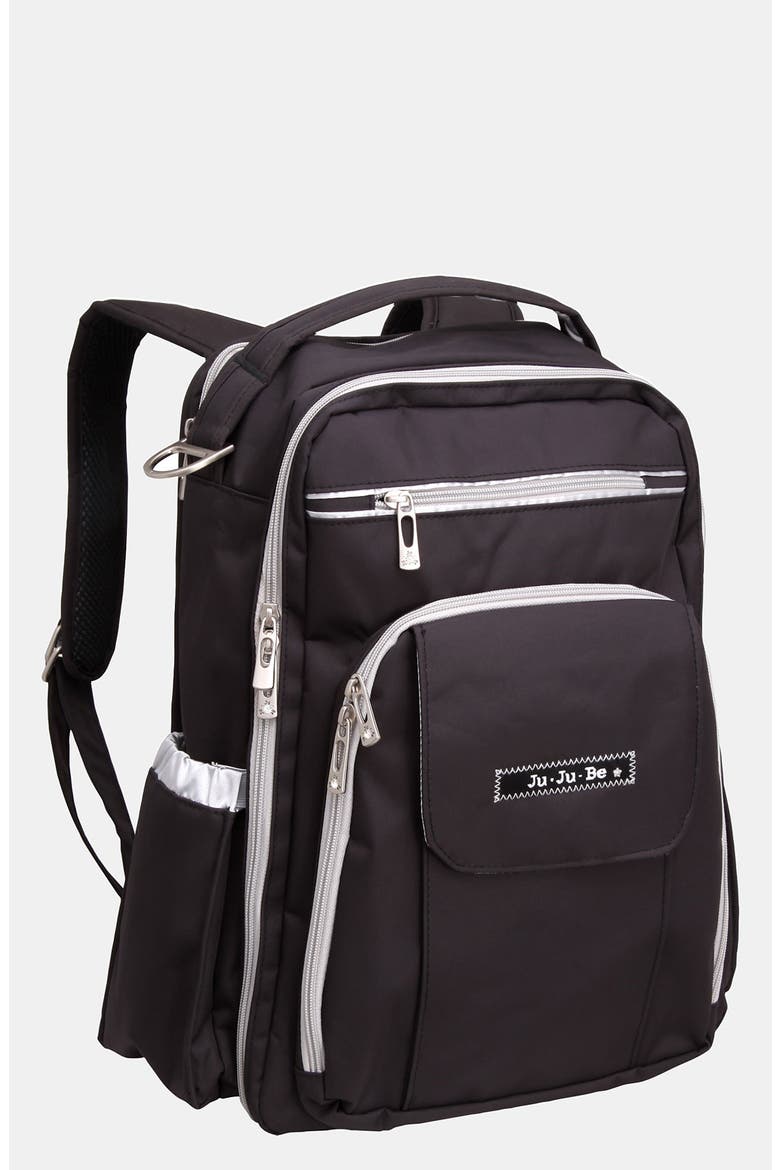 Ju-Ju-Be 'Be Right Back' Diaper Backpack, Main, color, BLACK/ SILVER
