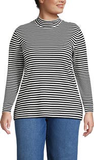 Lands' End Relaxed Cotton Long Sleeve Mock Turtleneck