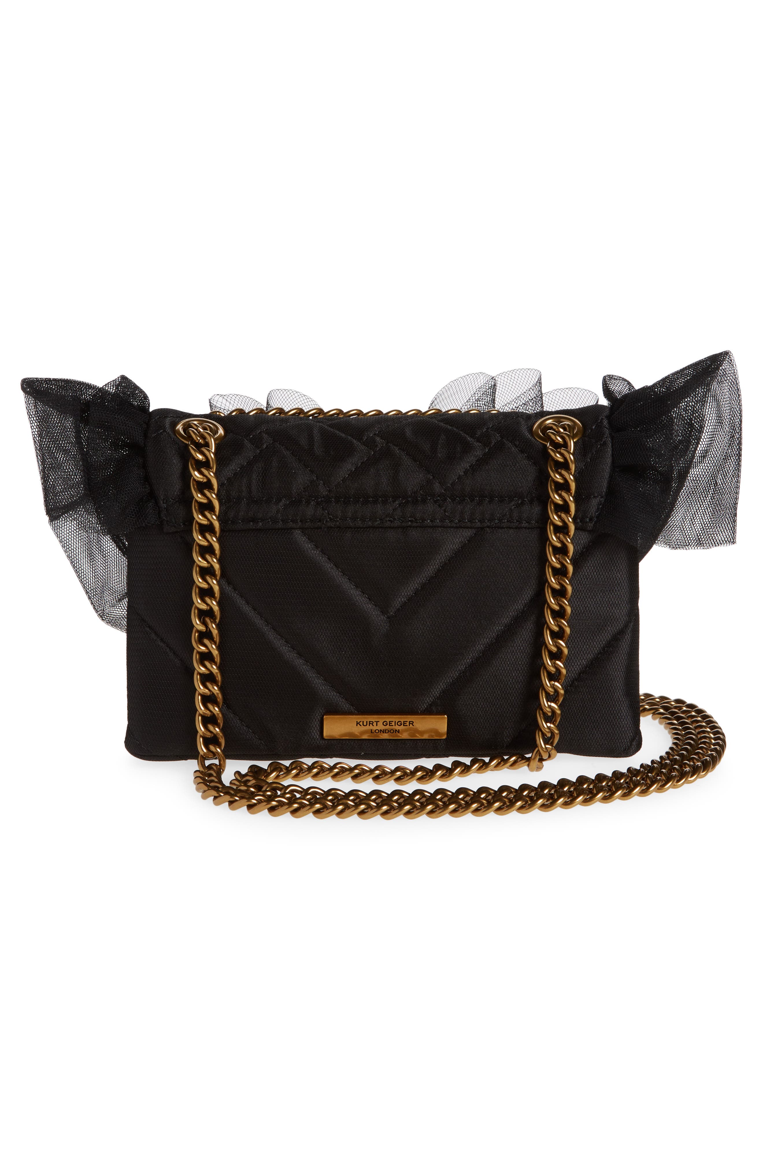 Kurt Geiger London Kensington Mini Ruffle Shoulder Bag, Alternate, color, Black