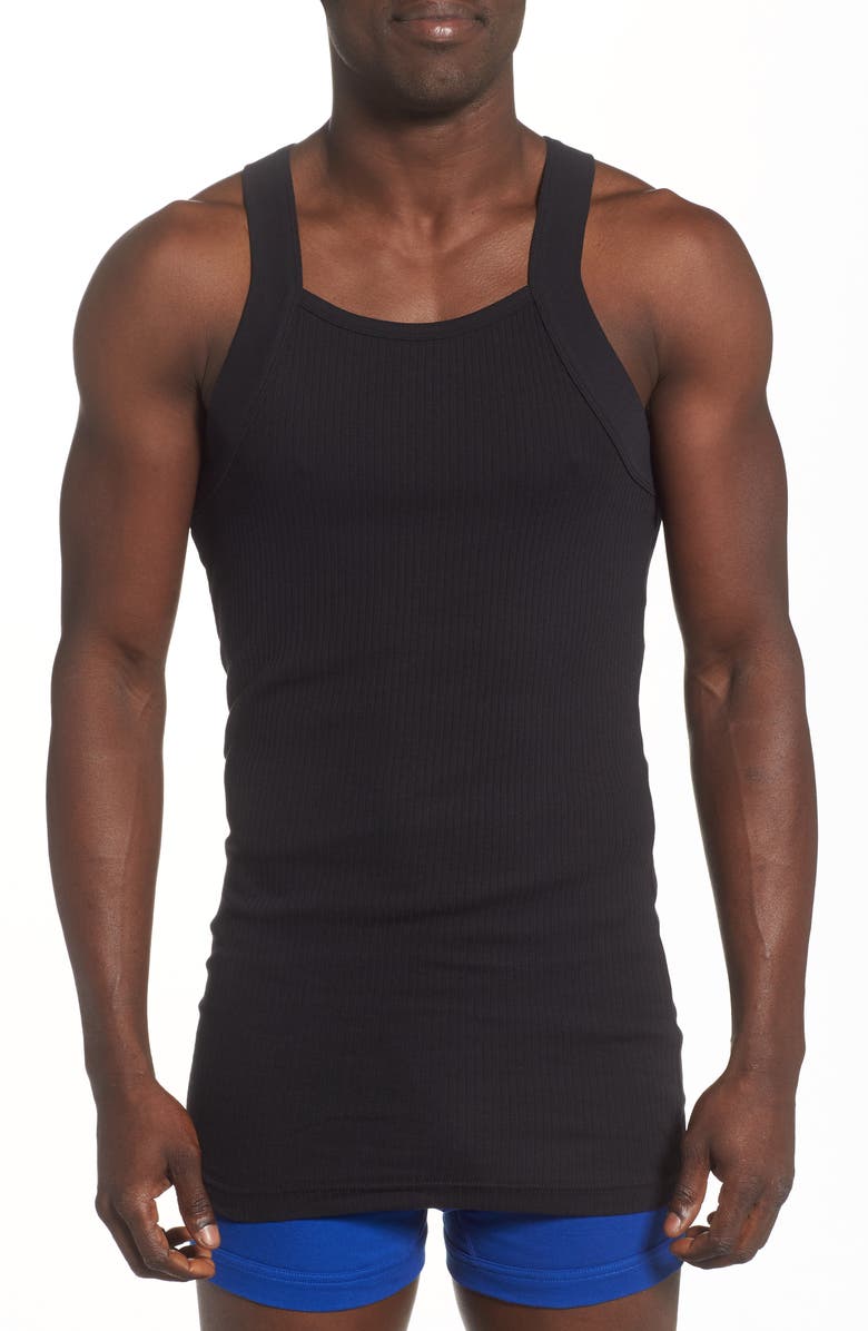 2(x)ist 2-Pack Square Cut Tank Top, Main, color, Black New Logo