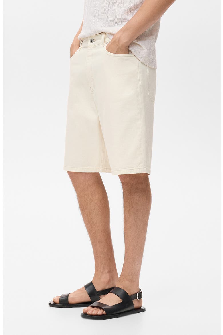 Relaxed Fit Denim Bermuda Shorts, Alternate, color, OFF WHITE