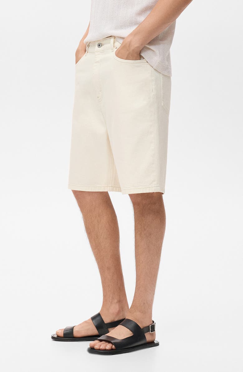MANGO Relaxed Fit Denim Bermuda Shorts, Alternate, color, Off White