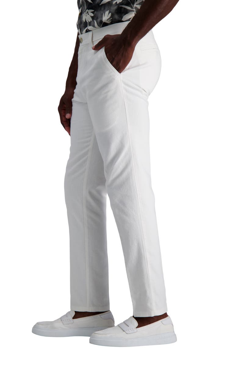 Kenneth Cole Cotton & Linen Blend Flat Front Chinos, Alternate, color, White