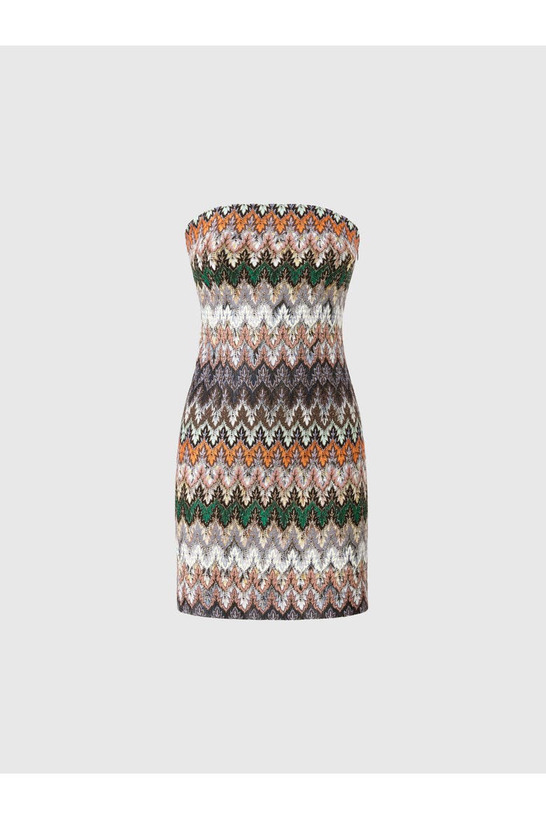 Mini Dress In Viscose And Cotton Lamé Lace Motif, Main, color, Multicoloured