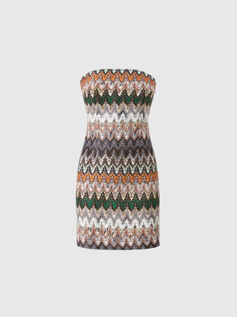 Mini Dress In Viscose And Cotton Lamé Lace Motif