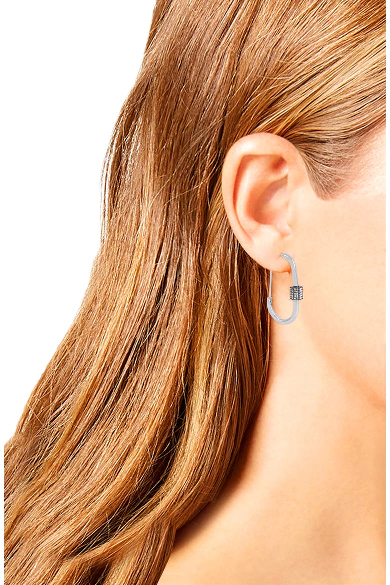 Pavé Crystal Carabiner Hoop Earrings, Alternate, color, CRYSTAL