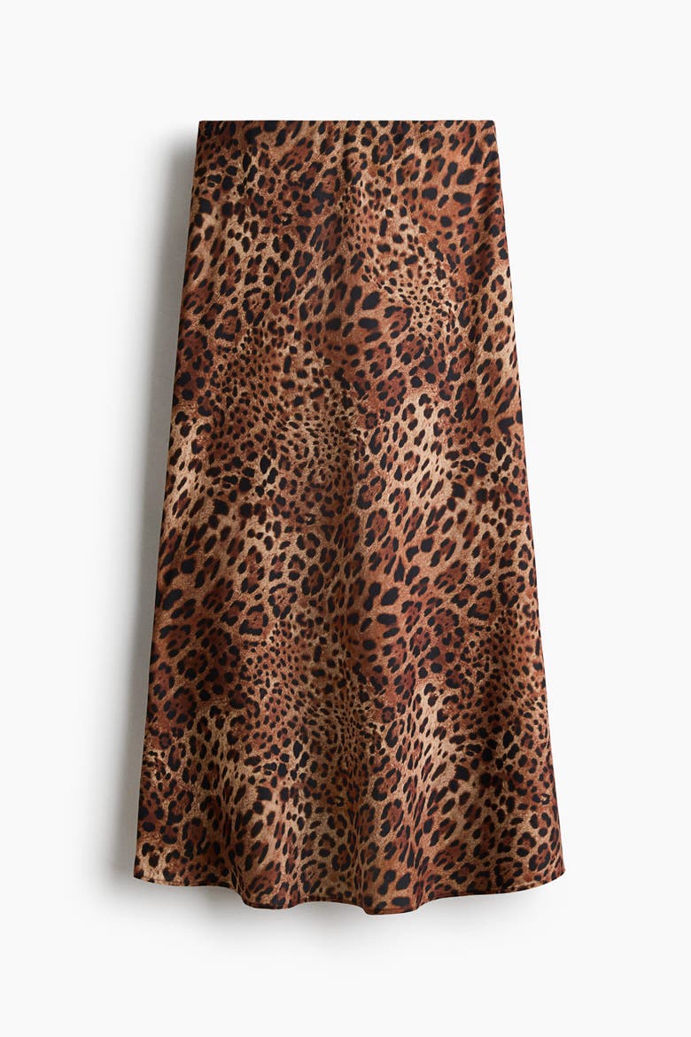 Satin Slip Skirt, Alternate, color, Brown/leopard print