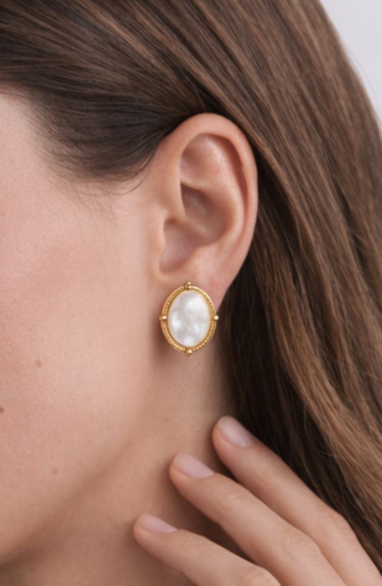 ARGENTO VIVO Mother-of-Pearl Shield Earrings, Alternate, color, Gold