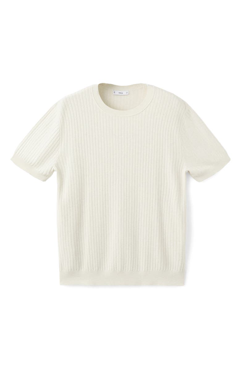 MANGO Short Sleeve Cotton & Modal Rib Top, Alternate, color, Sand