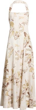 CeCe Floral Panel Halter Midi Dress