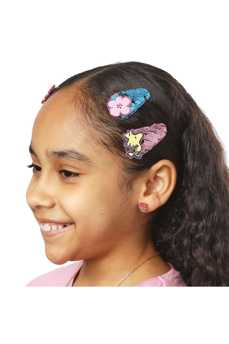 Snoopy and Woodstock Sequin Snap Back Hair Clips 8-Piece Set, Alternate, color, Multicolored