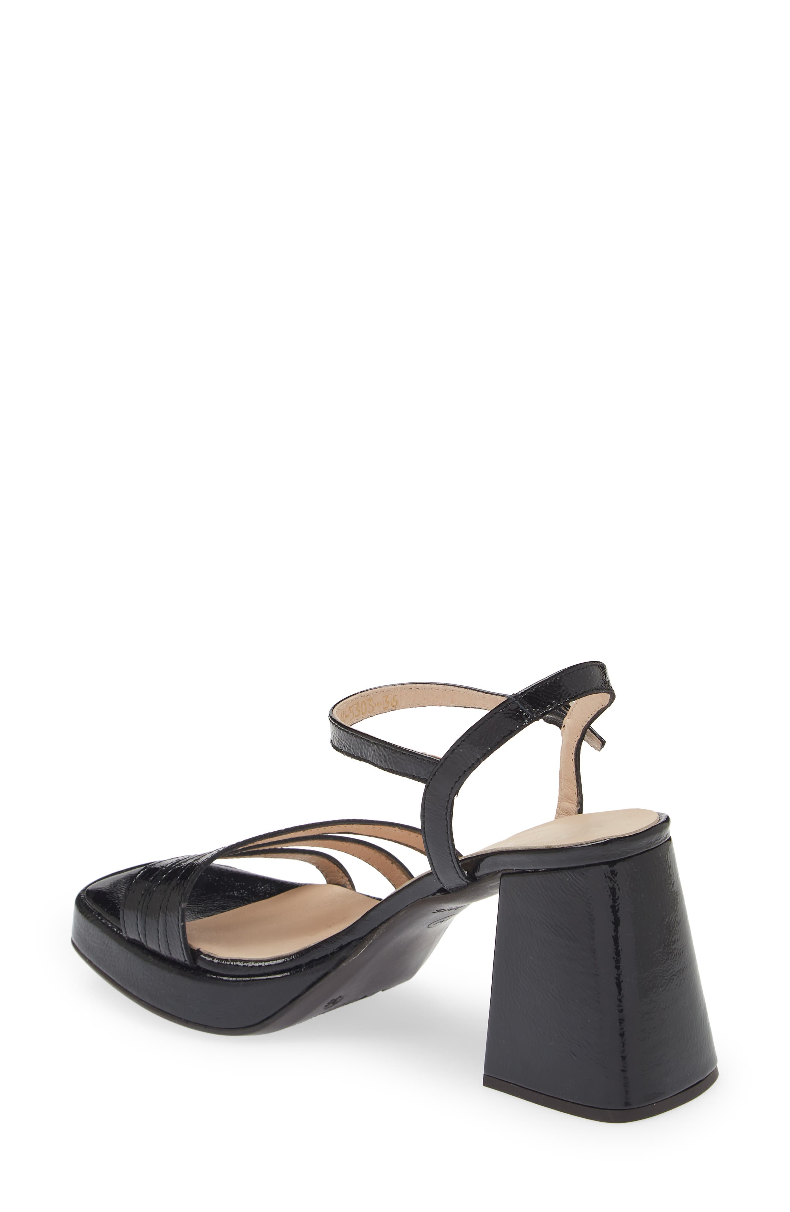 Wonders Block Heel Sandal, Alternate, color, Black Patent