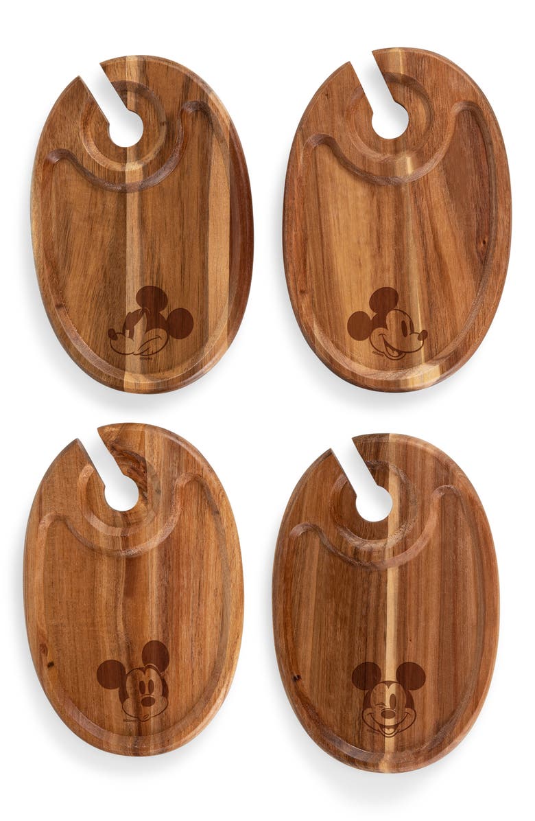Picnic Time Disney<sup>®</sup> Set of 4 Appetizer Plates, Main, color, Mickey/Brown