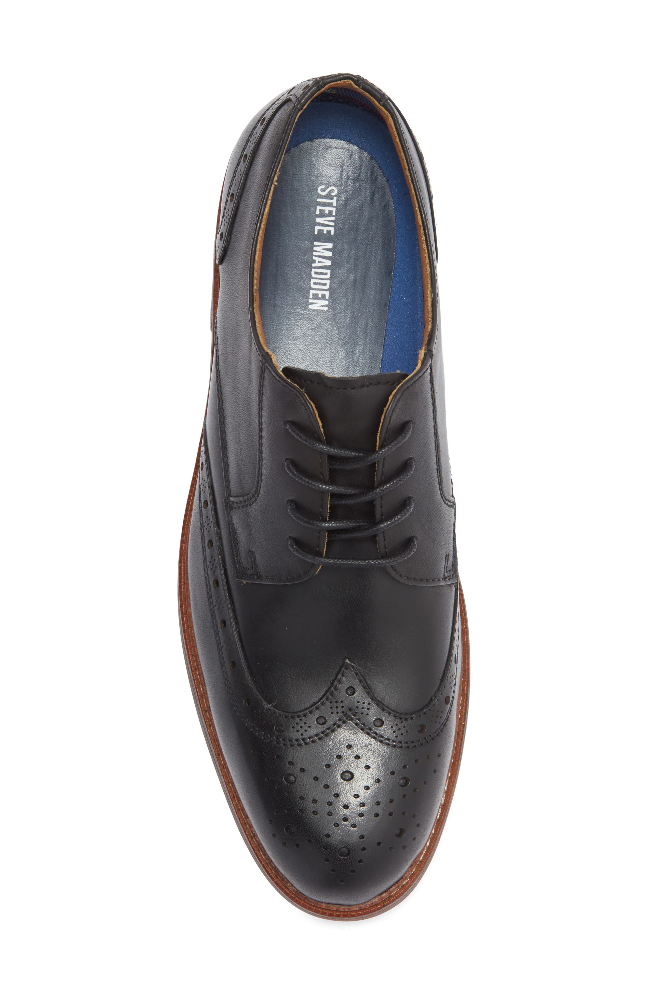 Steve Madden Eferm Wingtip Derby, Alternate, color, Black Leather