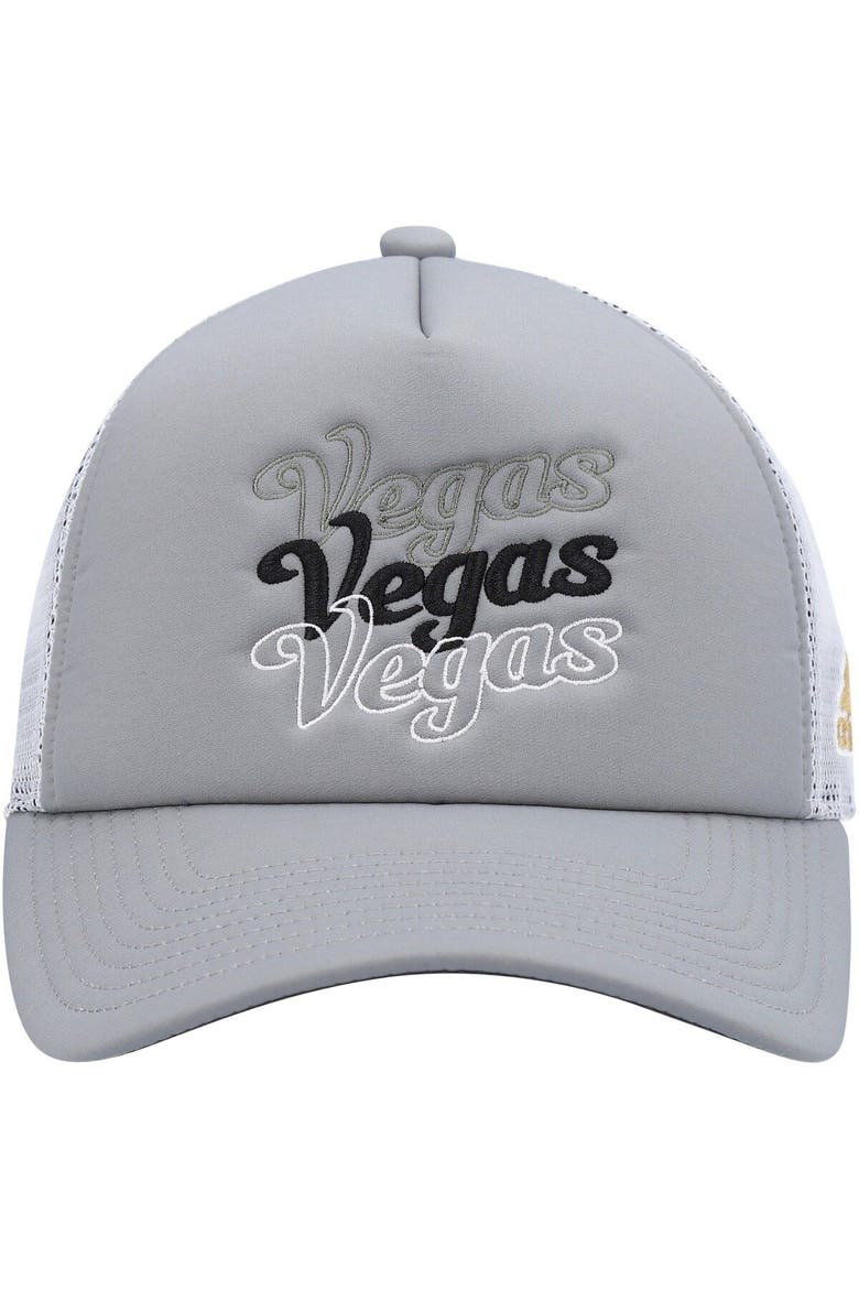 Women's adidas Gray/White Vegas Golden Knights Foam Trucker Snapback Hat, Alternate, color, Gray