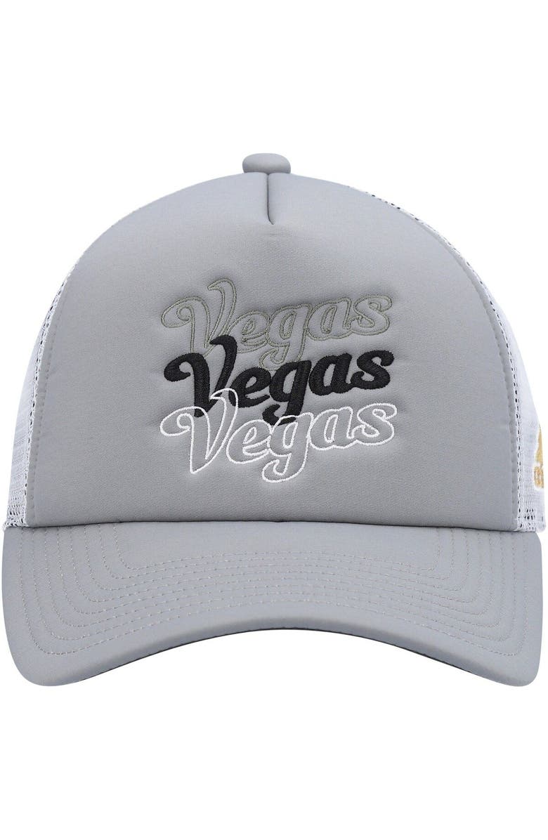 adidas Women's adidas Gray/White Vegas Golden Knights Foam Trucker Snapback Hat, Alternate, color, 
