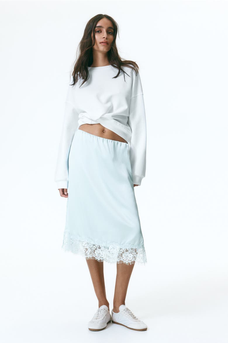 Lace-trimmed Skirt, Main, color, Light turquoise