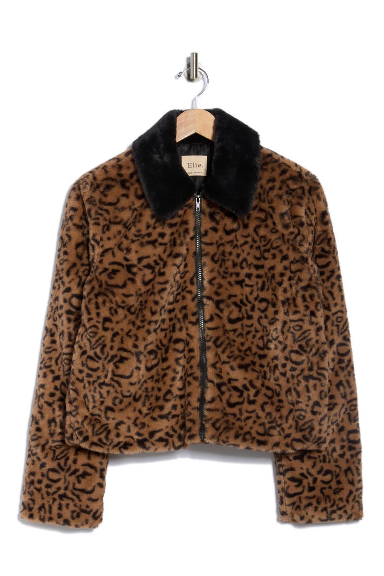 Leopard Print Faux Fur Jacket, Alternate, color, ANIMAL