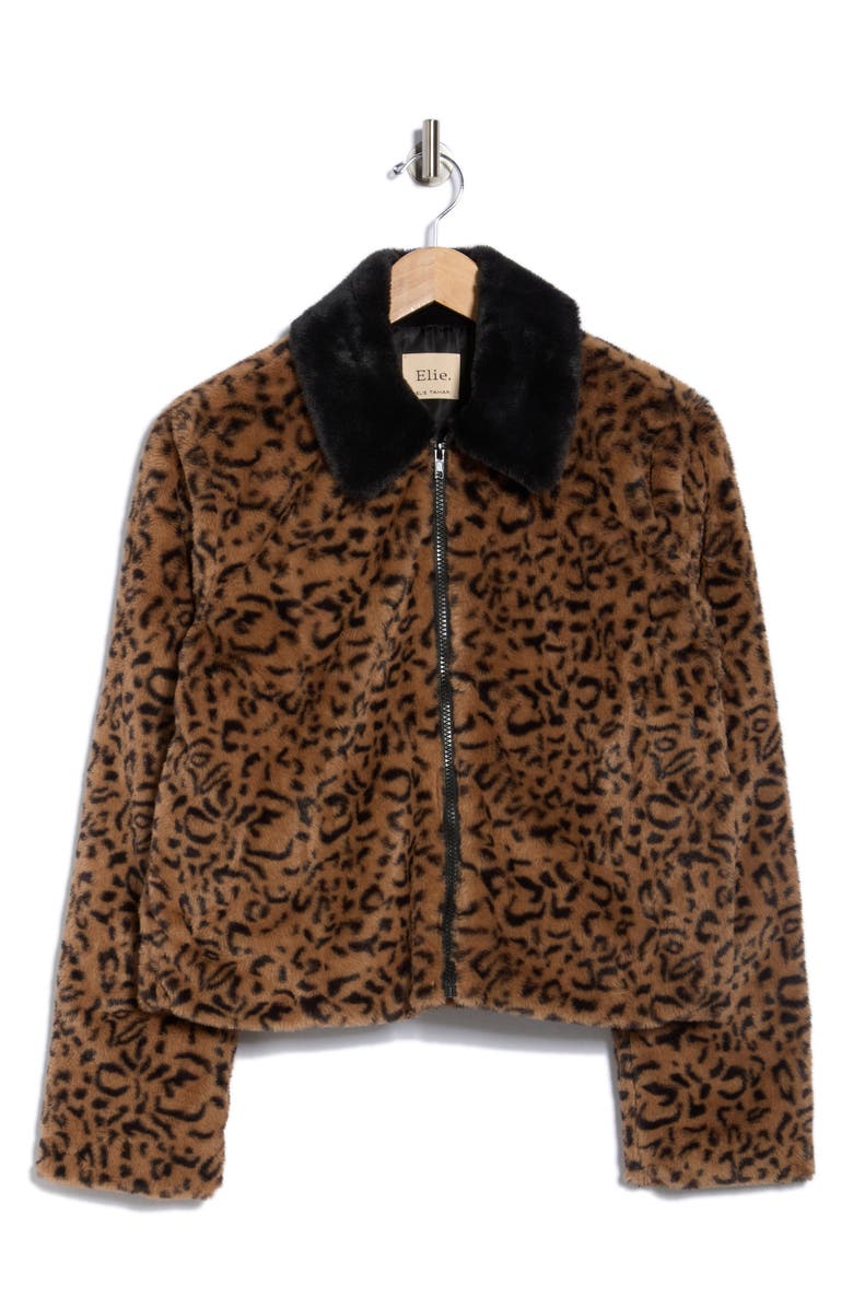 ELIE ELIE TAHARI Leopard Print Faux Fur Jacket, Alternate, color, Animal
