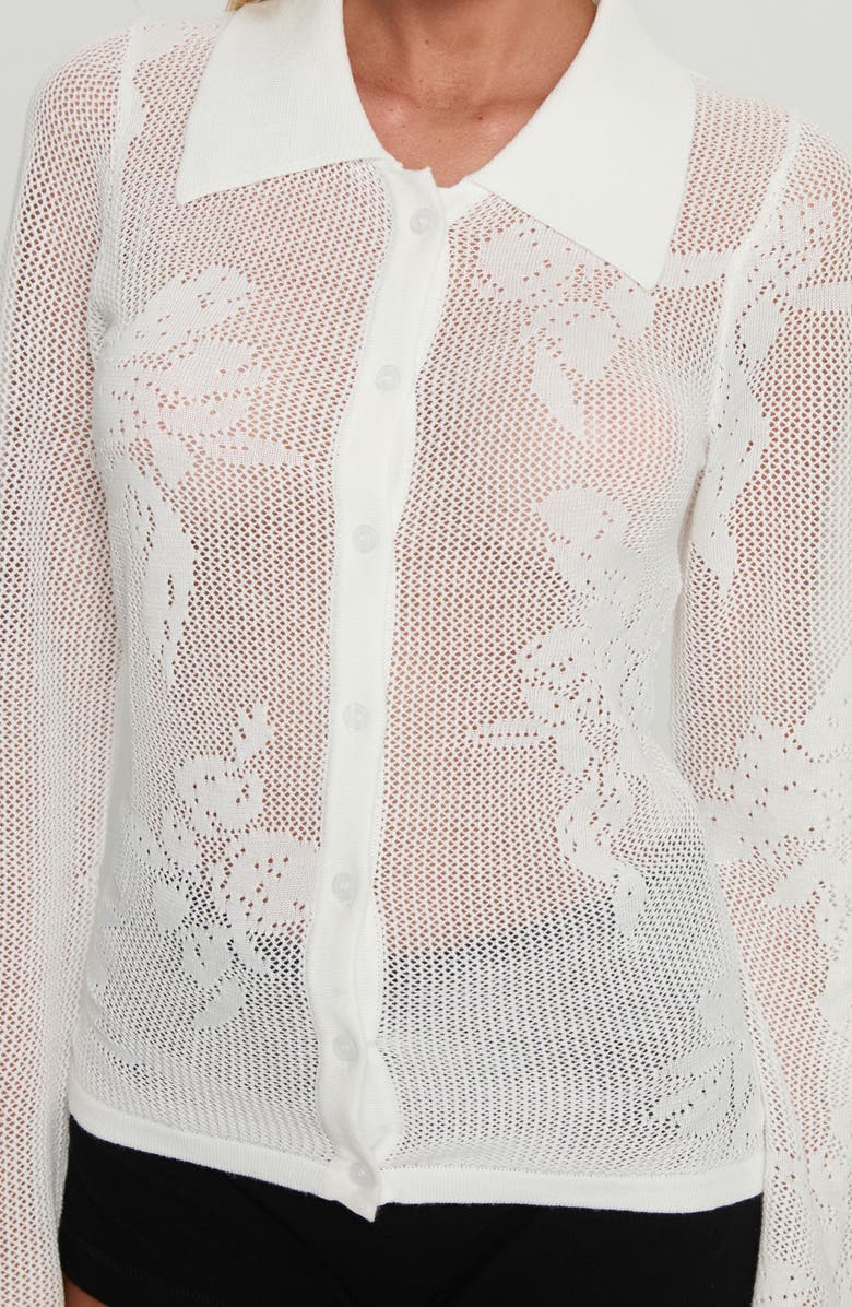 Princess Polly Marcita Floral Open Stitch Shirt, Alternate, color, White