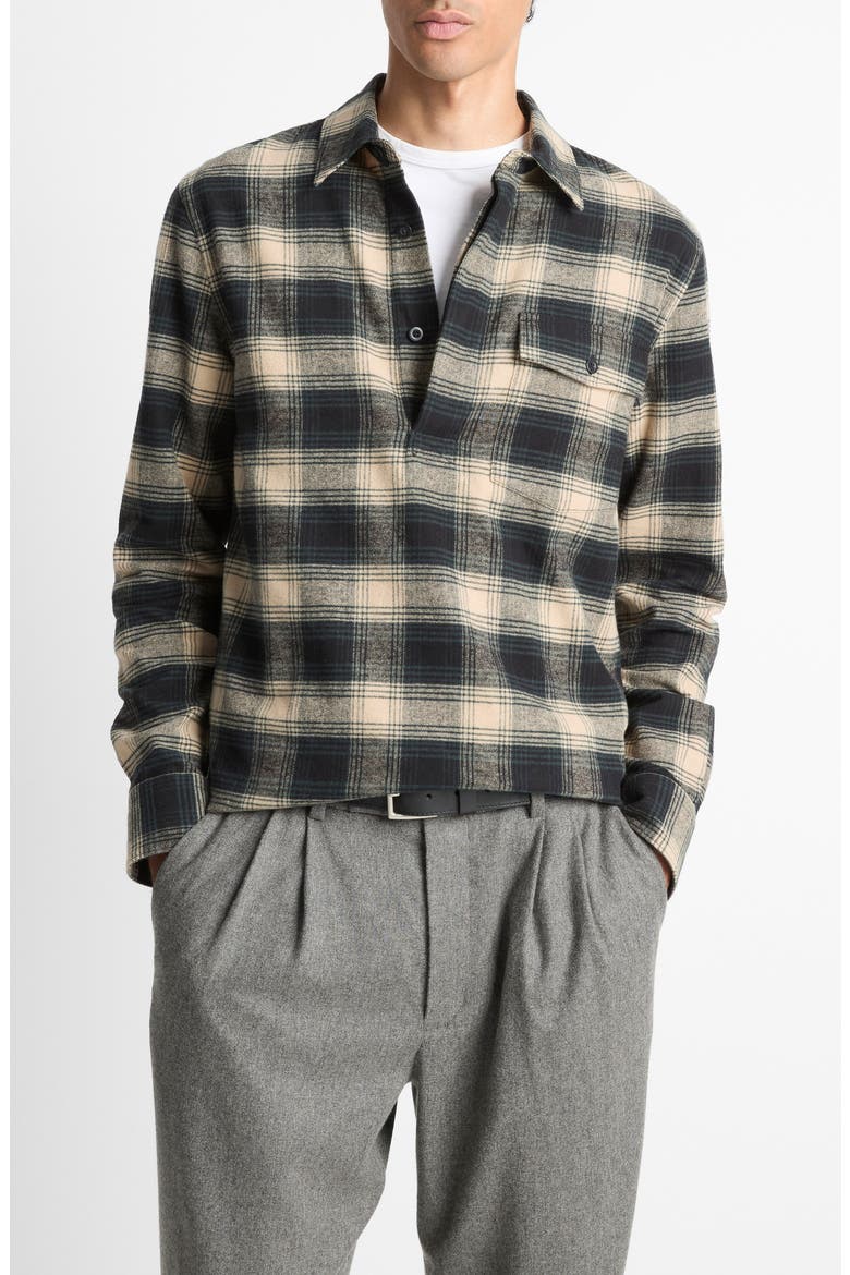 Bowden Plaid Cotton Popover Shirt, Main, color, BLACK COMBO
