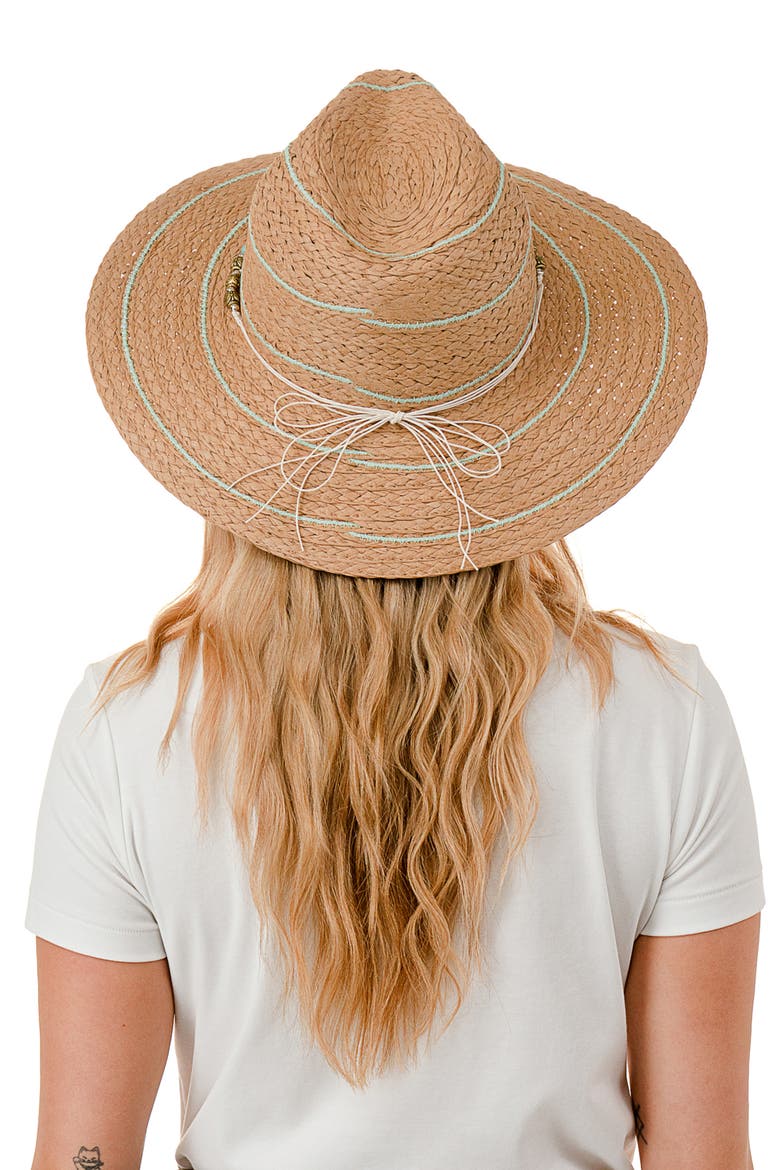 Straw Panama Hat, Alternate, color, NATURAL/ TURQUOISE