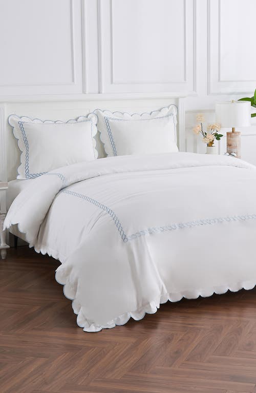 Melange Home Scallop Rope Duvet & Sham Set In White/blue