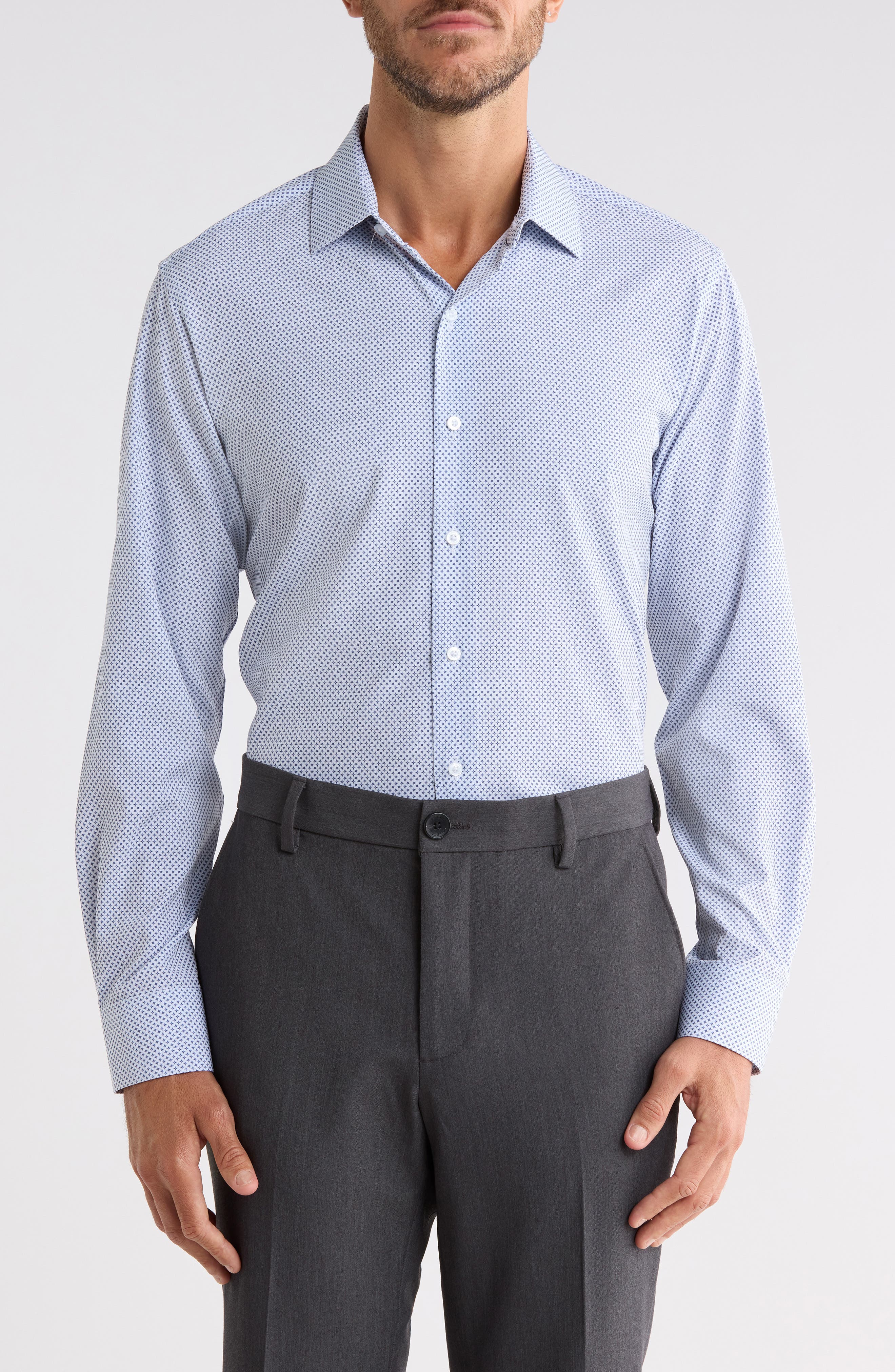Slim Fit Microprint Stretch Shirt