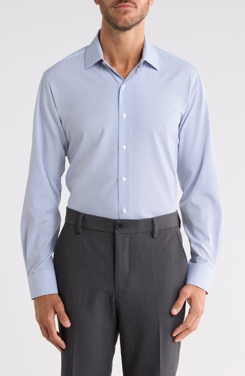 Slim Fit Microprint Stretch Shirt