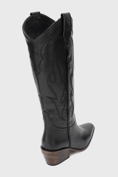 Forever & Always Shoes Pietro Leather Western Knee High Boot In Black