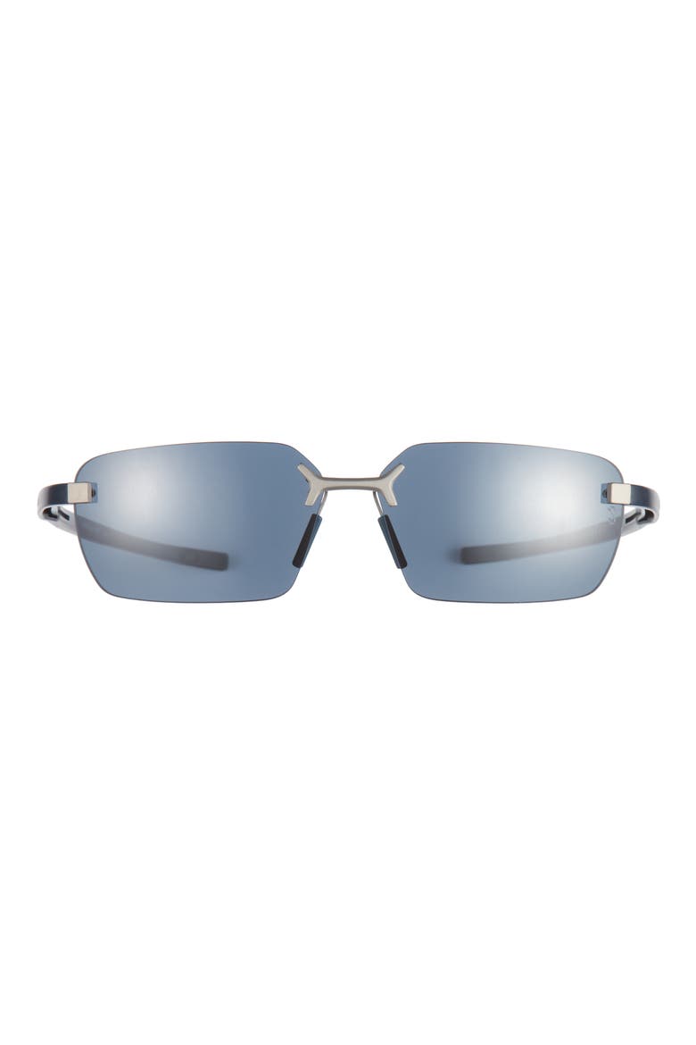 Flex 59mm Rectangular Sport Sunglasses, Main, color, MATTE BLUE / BLUE