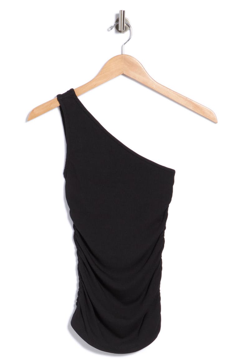 Lucrecia One-Shoulder Ruched Top, Main, color, BLACK