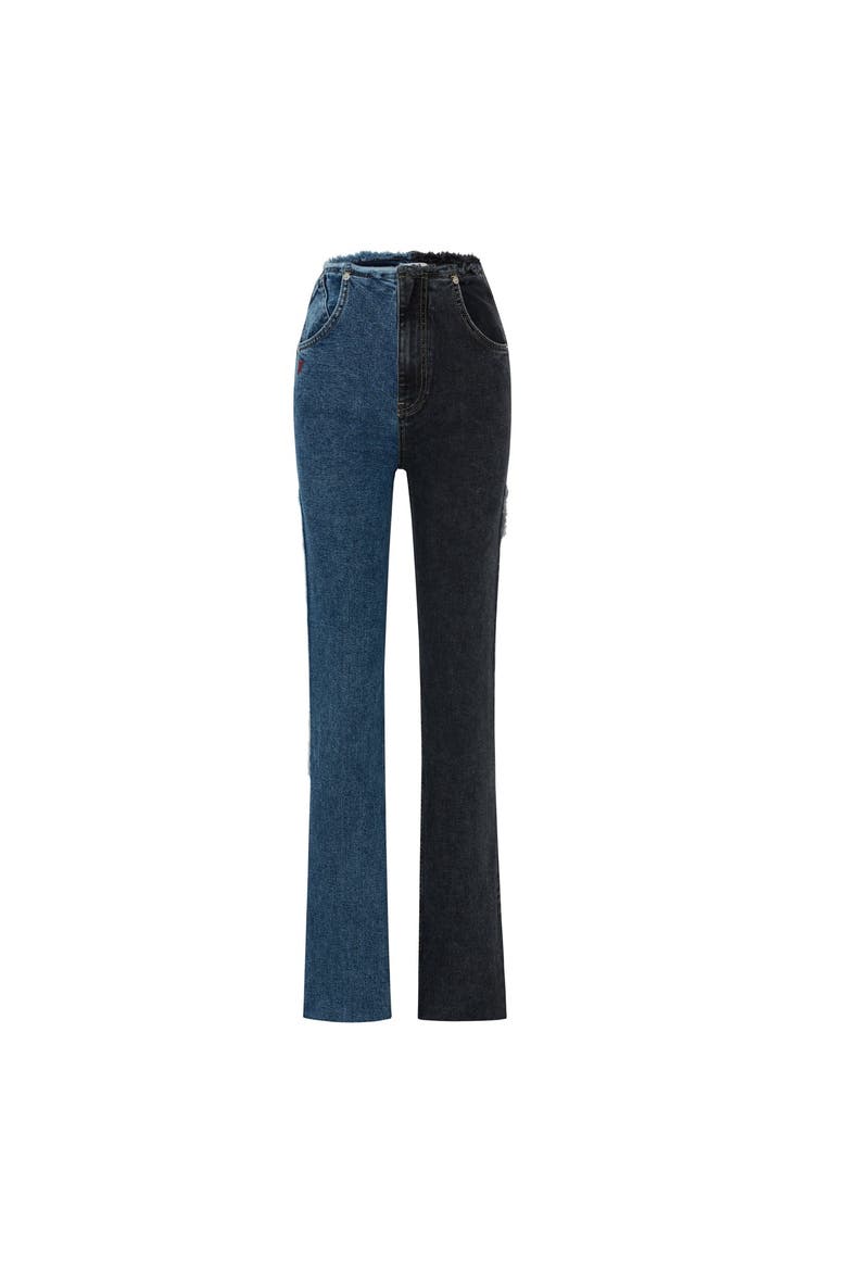 Two Color Block Denim Pant, Alternate, color, blue