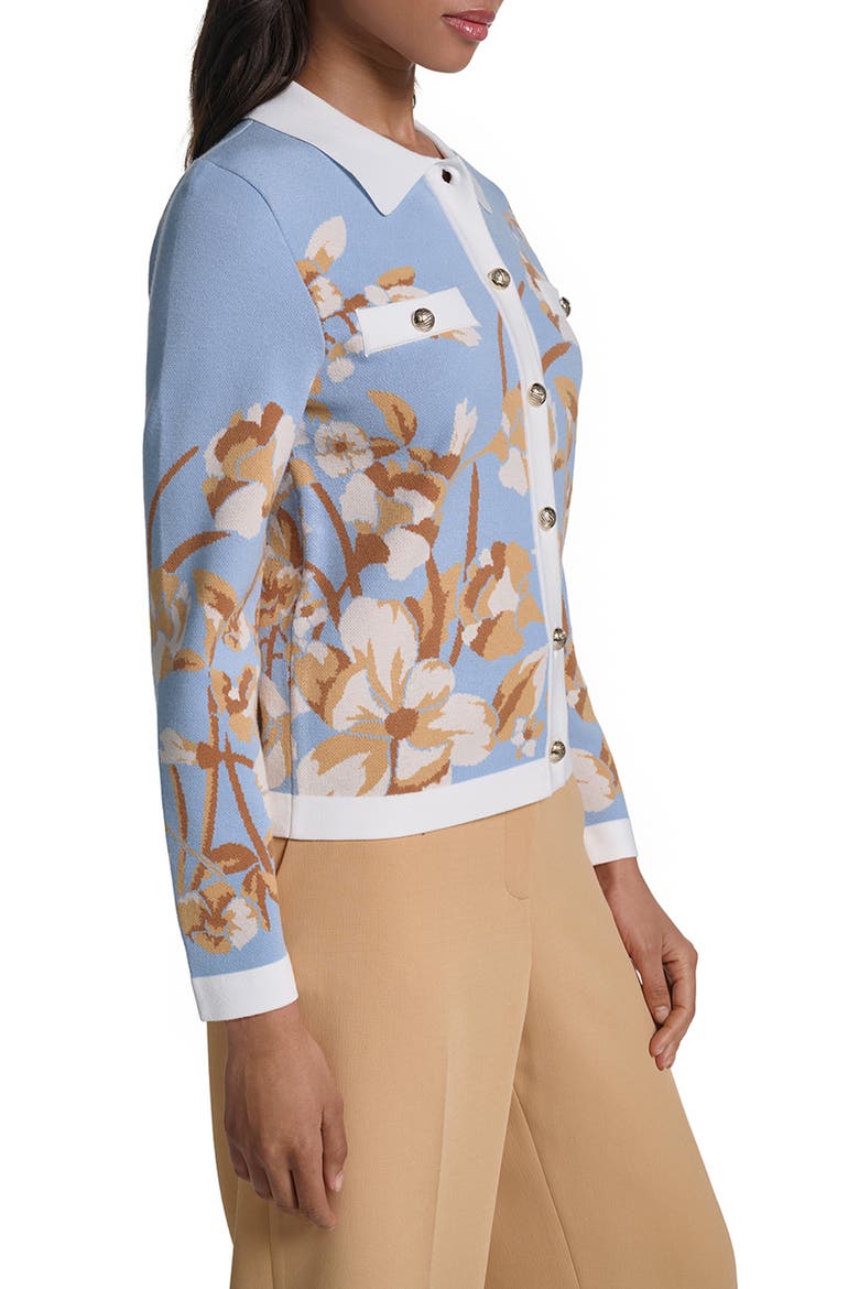 Floral Long Sleeve Cardigan, Alternate, color, STEEL BLUE MULTI