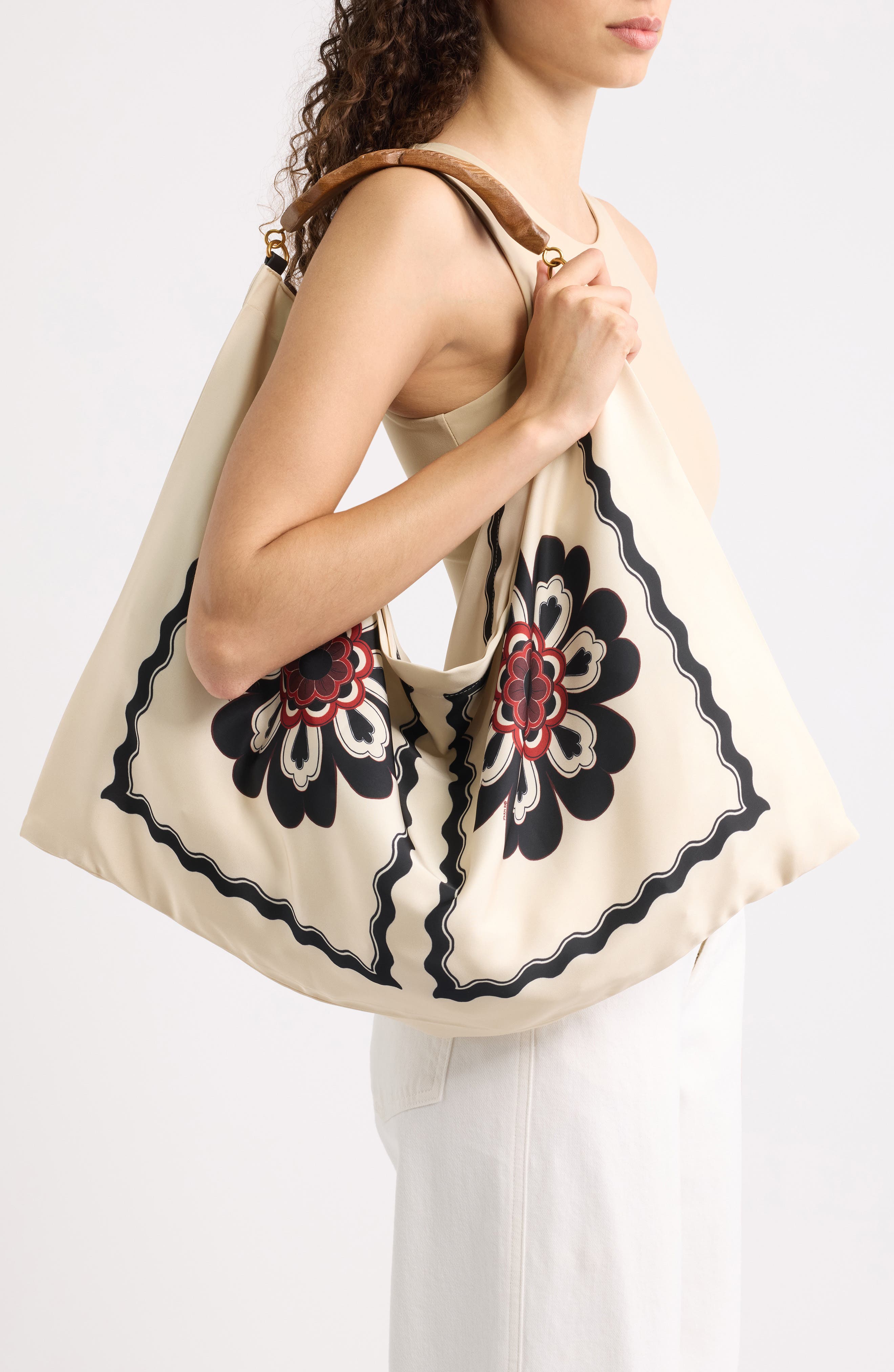 Medium Satin Scarf Bag, Alternate, color, FIORE LENO