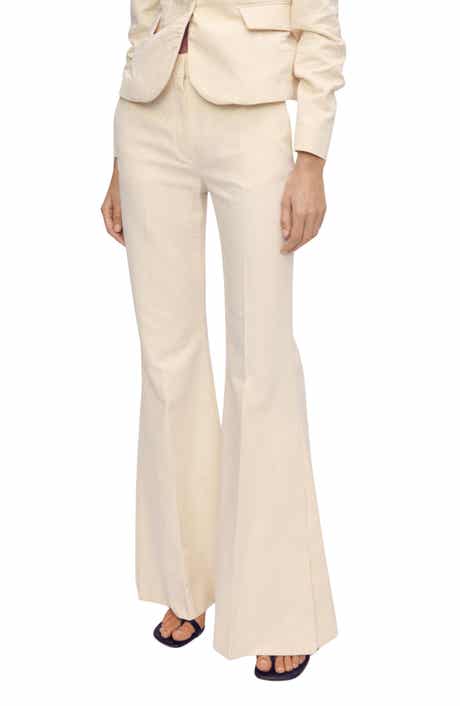 MANGO Cotton & Linen Flare Pants