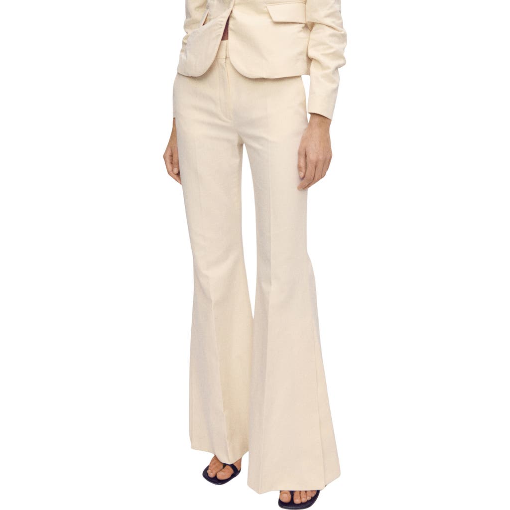 Mango Cotton & Linen Flare Pants