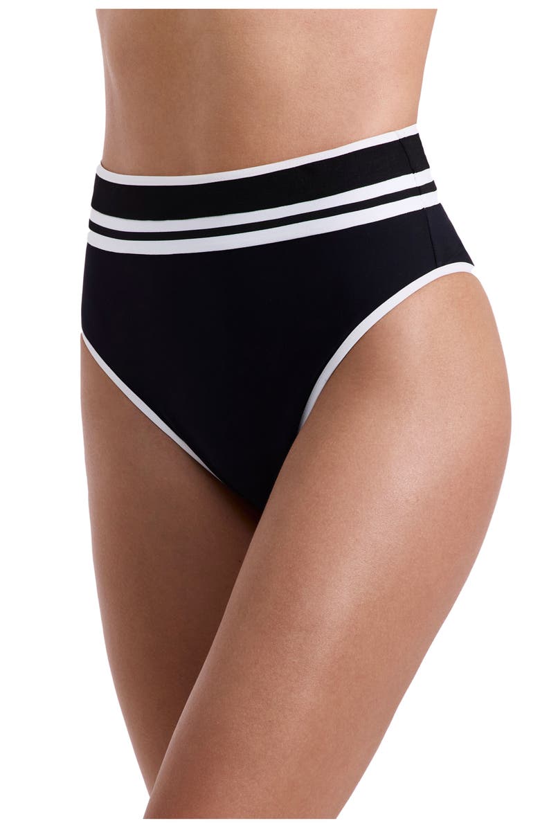 Luma Gottex Jackie High Waist Bikini Bottom, Main, color, Black-White