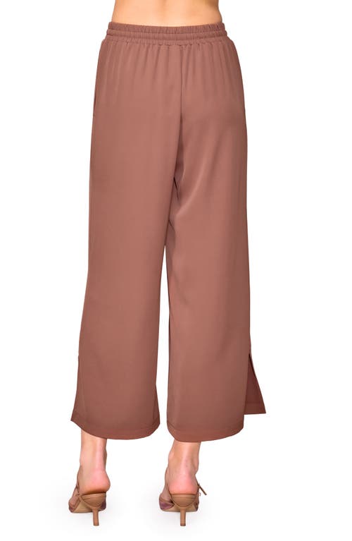 Melloday Crepe Drawstring Pants In Brown
