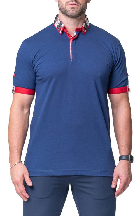 Mozartsolidguilty Blue Piqué Button-Down Polo