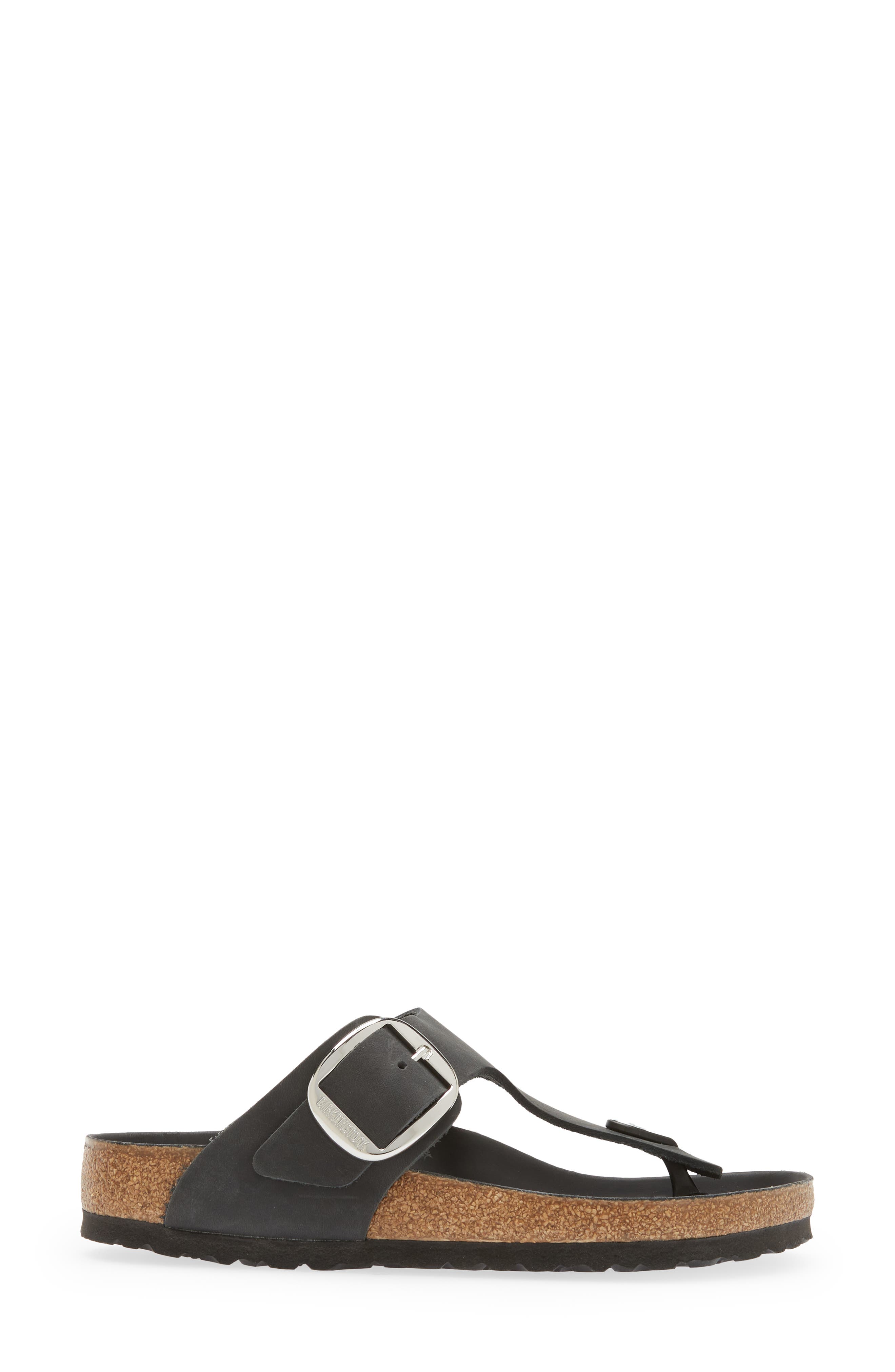 Birkenstock Gizeh Big Buckle Slide Sandal, Alternate, color, Black Leather