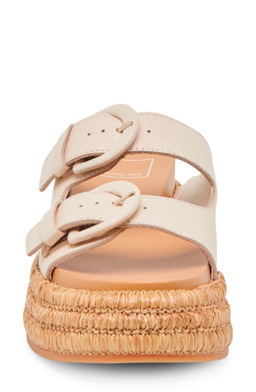 Dolce Vita Witny Buckled Platform Slide Sandals In Bone Leather