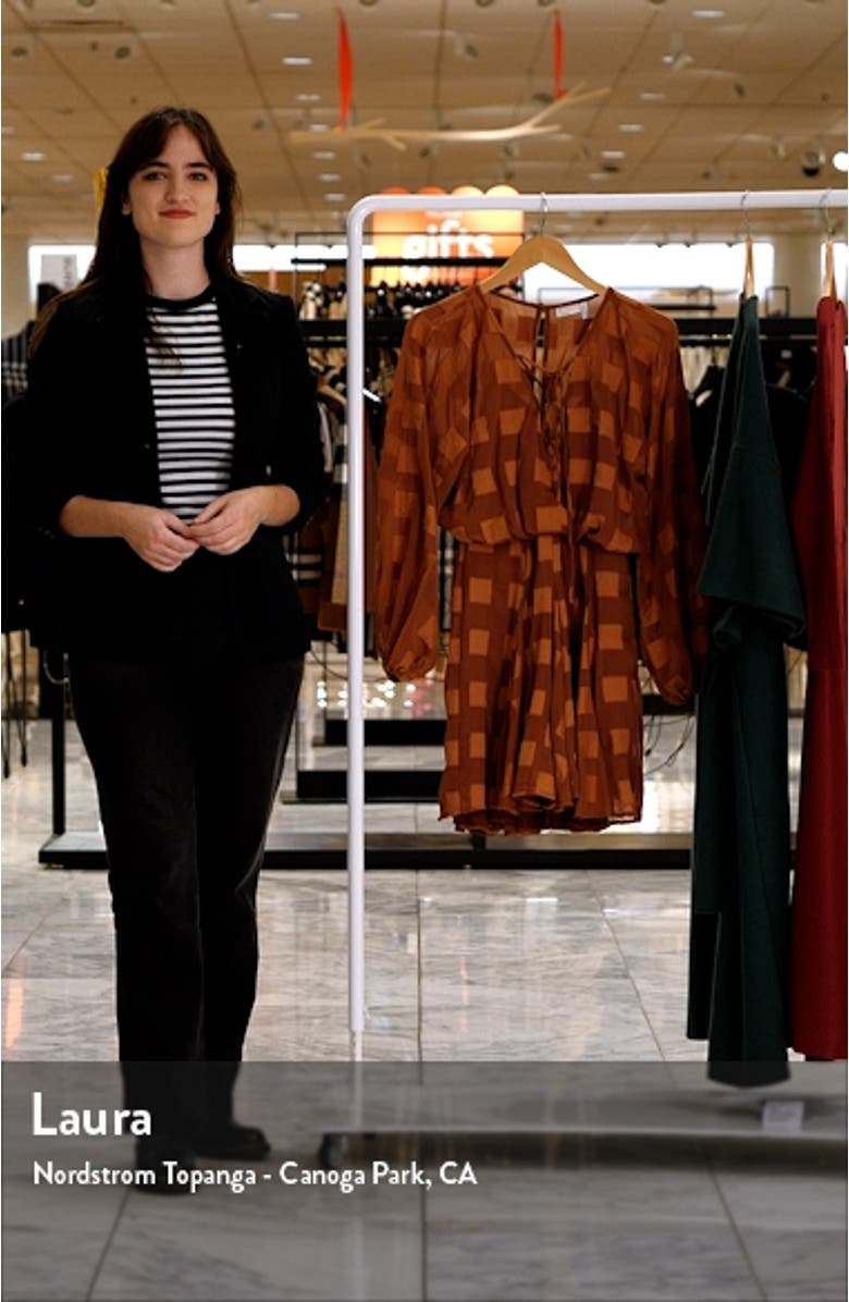 Check Long Sleeve Godet Minidress, sales video thumbnail